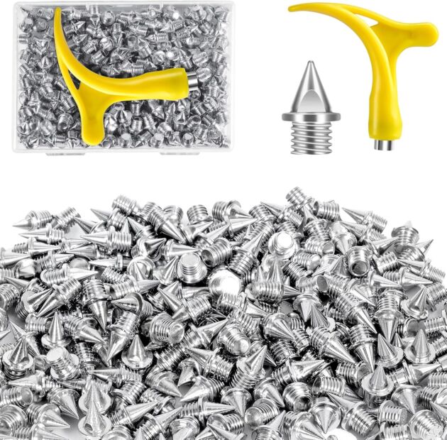1/4 Inch Observe Spikes,130pcs Stainless Metal Pyramid Shoe Spikes with Spike Wren...