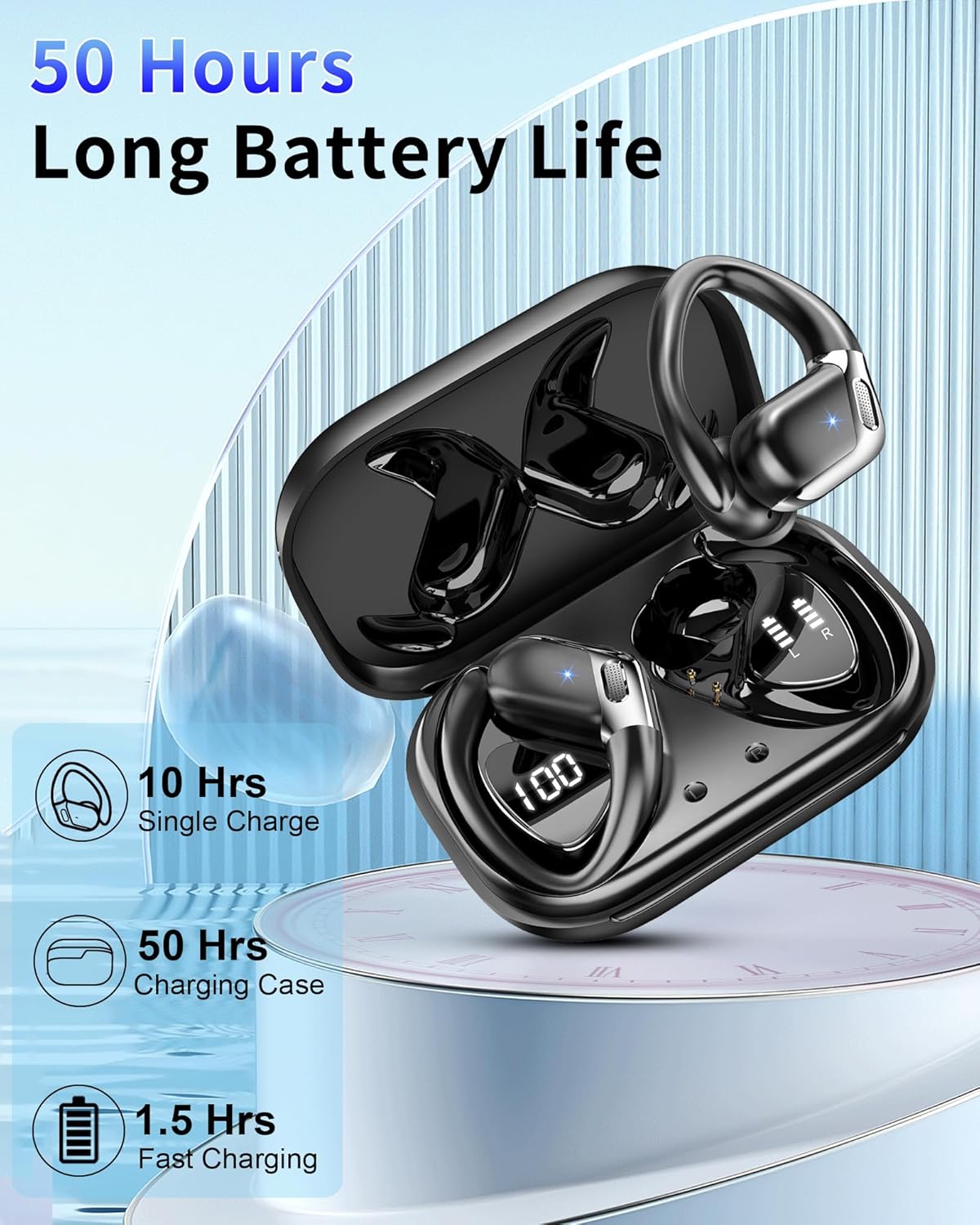 Wi-fi Earbuds, 2026 Bluetooth 5.4 Headphones Sport, Bluetooth Earbuds with EN... - Image 3