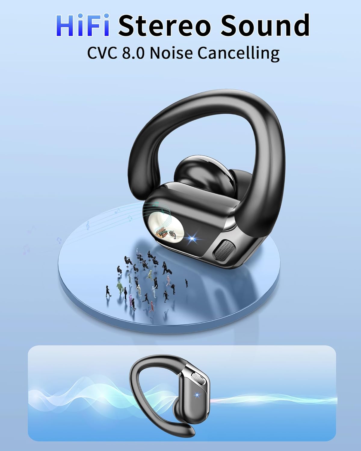 Wi-fi Earbuds, 2026 Bluetooth 5.4 Headphones Sport, Bluetooth Earbuds with EN... - Image 4