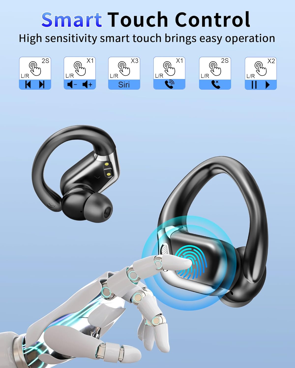 Wi-fi Earbuds, 2026 Bluetooth 5.4 Headphones Sport, Bluetooth Earbuds with EN... - Image 7