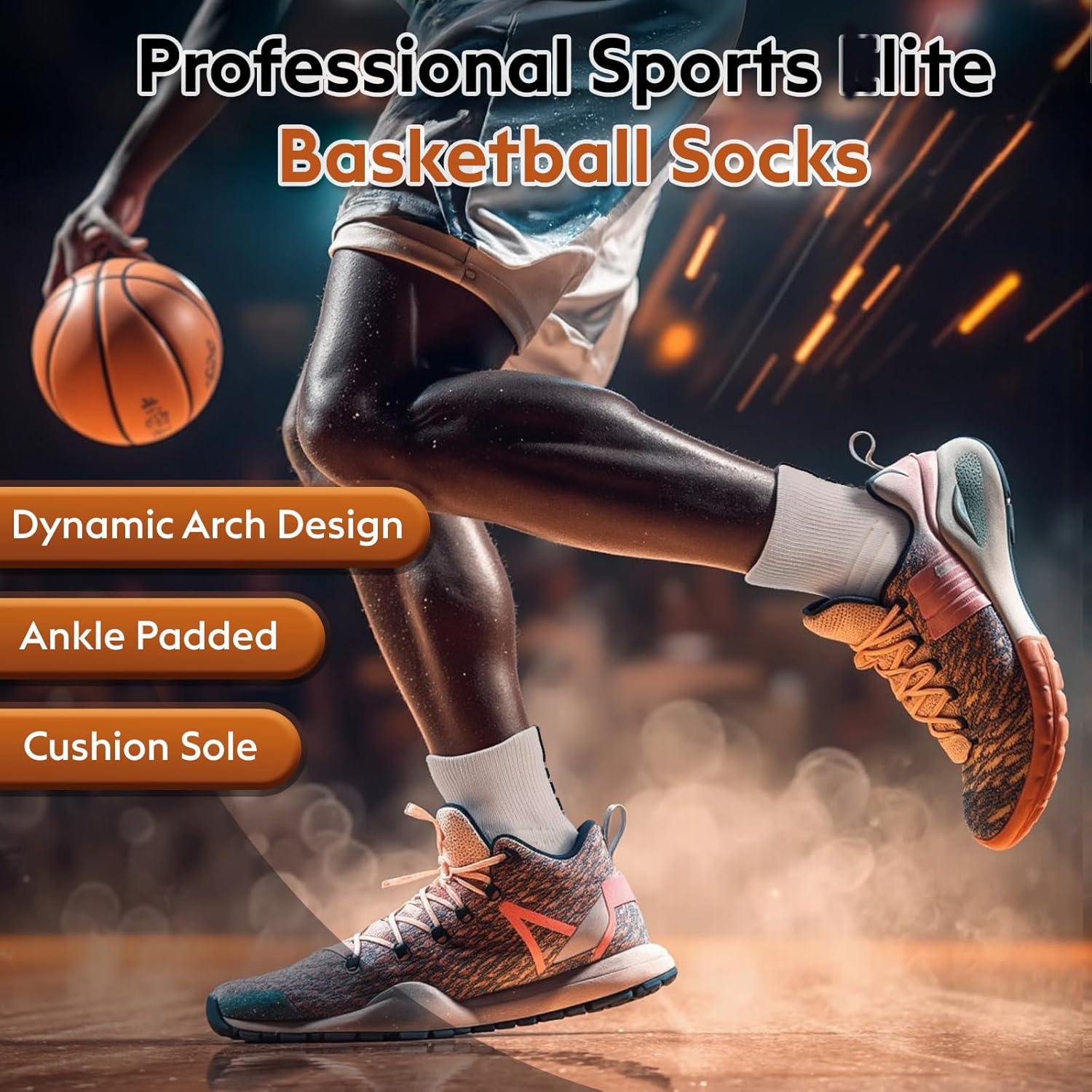 Basketball Socks for Males & Boys, Cushioned Athletic Sports activities Crew Socks for Youth ... - Image 3