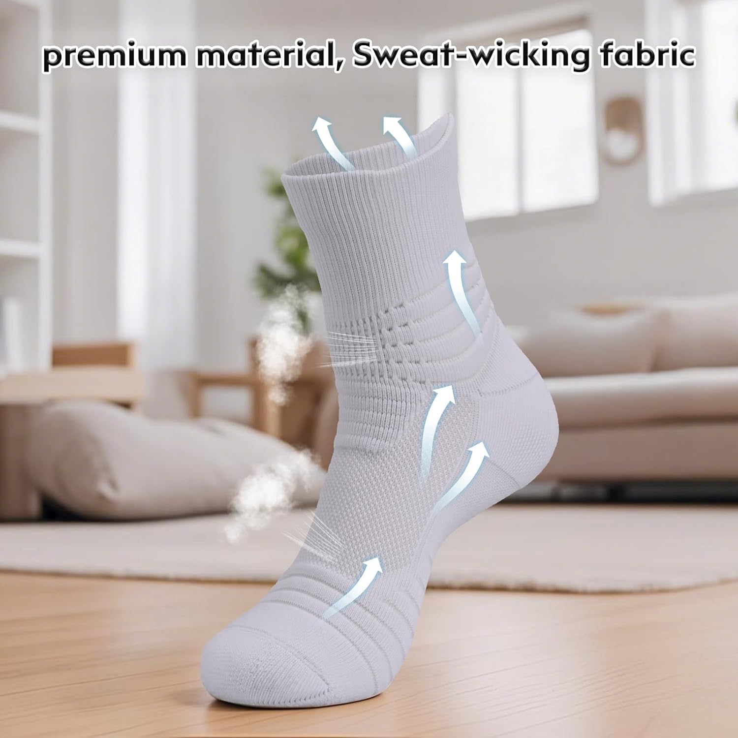 Basketball Socks for Males & Boys, Cushioned Athletic Sports activities Crew Socks for Youth ... - Image 4
