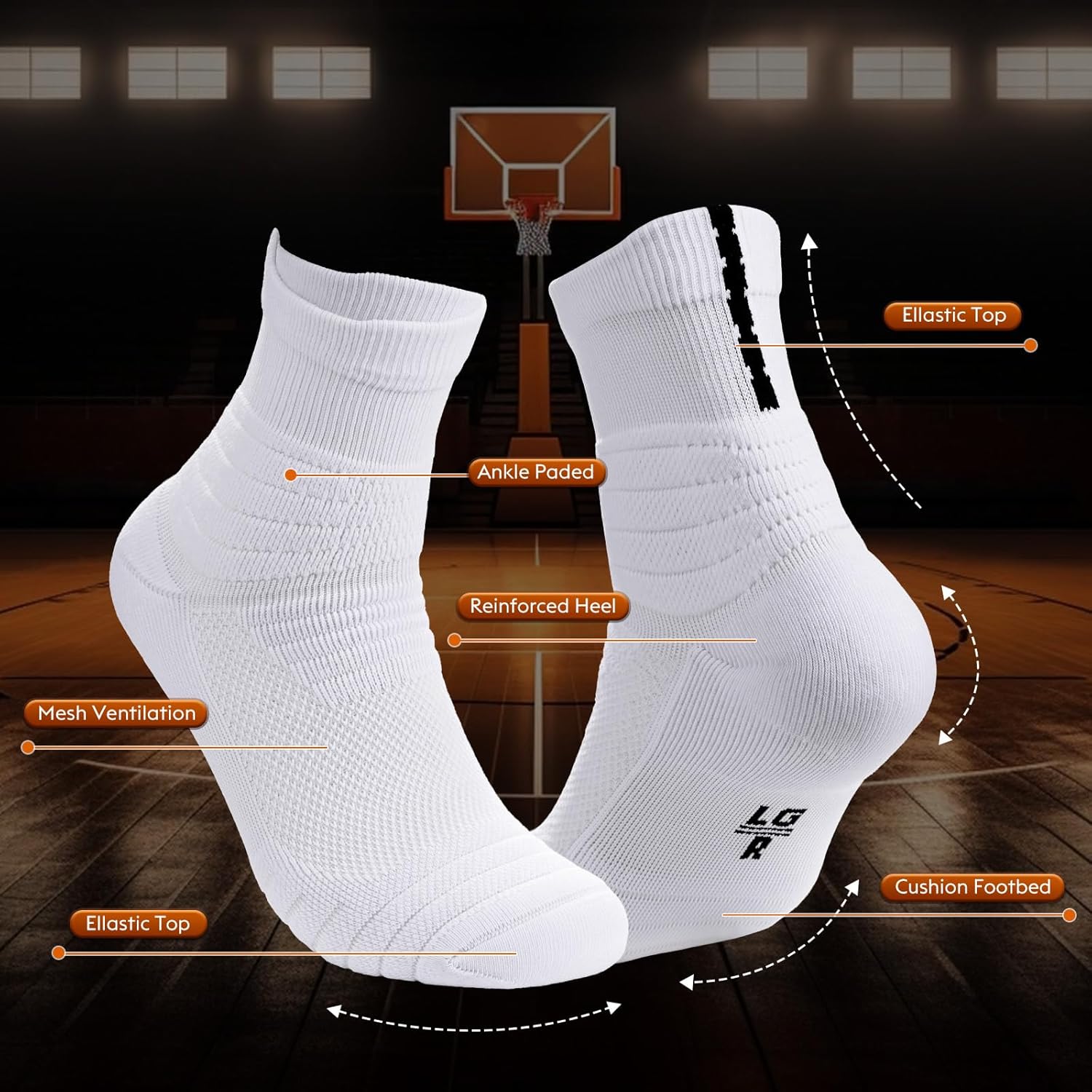 Basketball Socks for Males & Boys, Cushioned Athletic Sports activities Crew Socks for Youth ... - Image 5