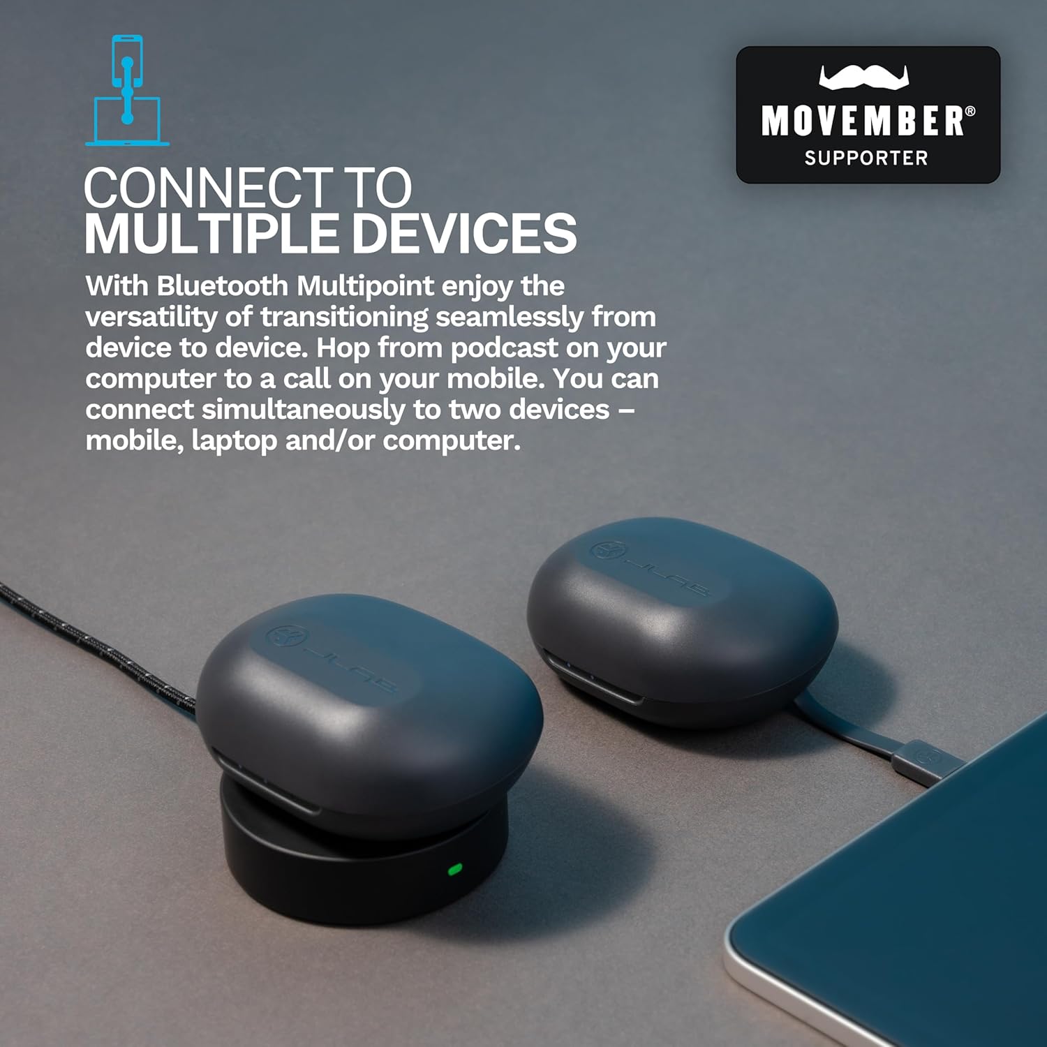 JLab JBuds Sport ANC 4 True Wi-fi Bluetooth Earbuds + Charging Case, Graphite... - Image 5