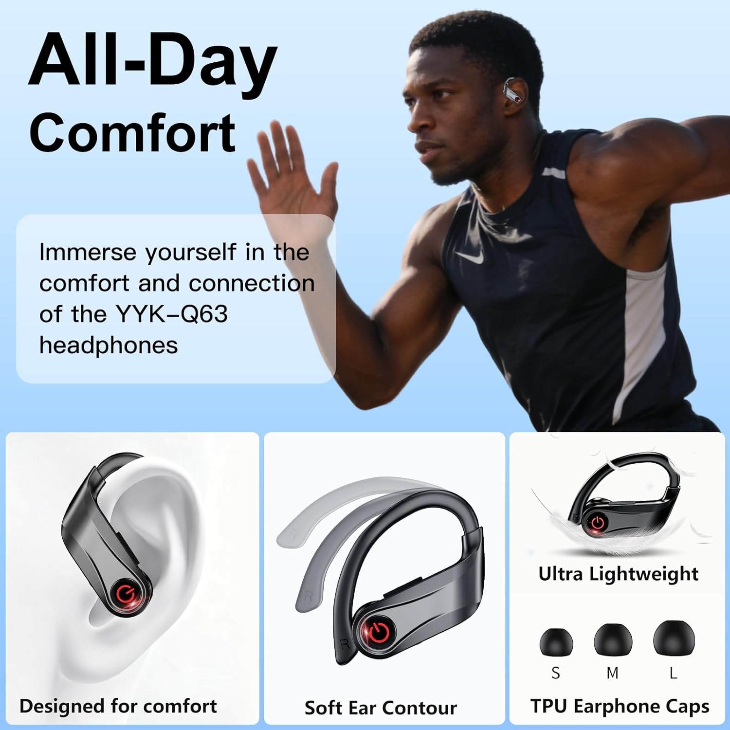 EUQQ True Wi-fi Earbuds, 2026 Sport Bluetooth 6.1 Headphones with Microphone ... - Image 3