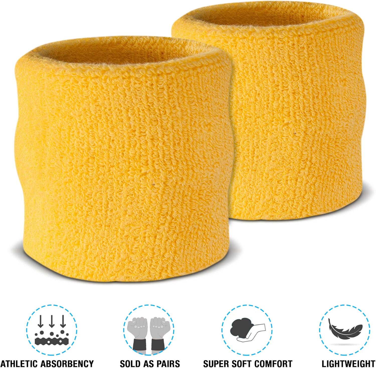 Suddora Wrist Sweatbands, Absorbent and Breathable Thick Cotton Bands for Workin... - Image 3