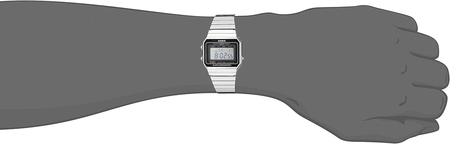 Casio Males's A700W-1ACF Basic Digital Show Quartz Silver Watch - Image 2