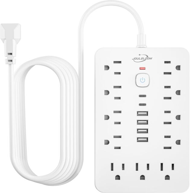 6 FT Flat Plug Surge Protector Energy Strip,11 A number of AC Shops with 6 USB Por...