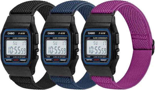 3 Pack Elastic Band Appropriate with Casio F91W/Casio AE-1300/AE-1200/AE-1000/F-1...
