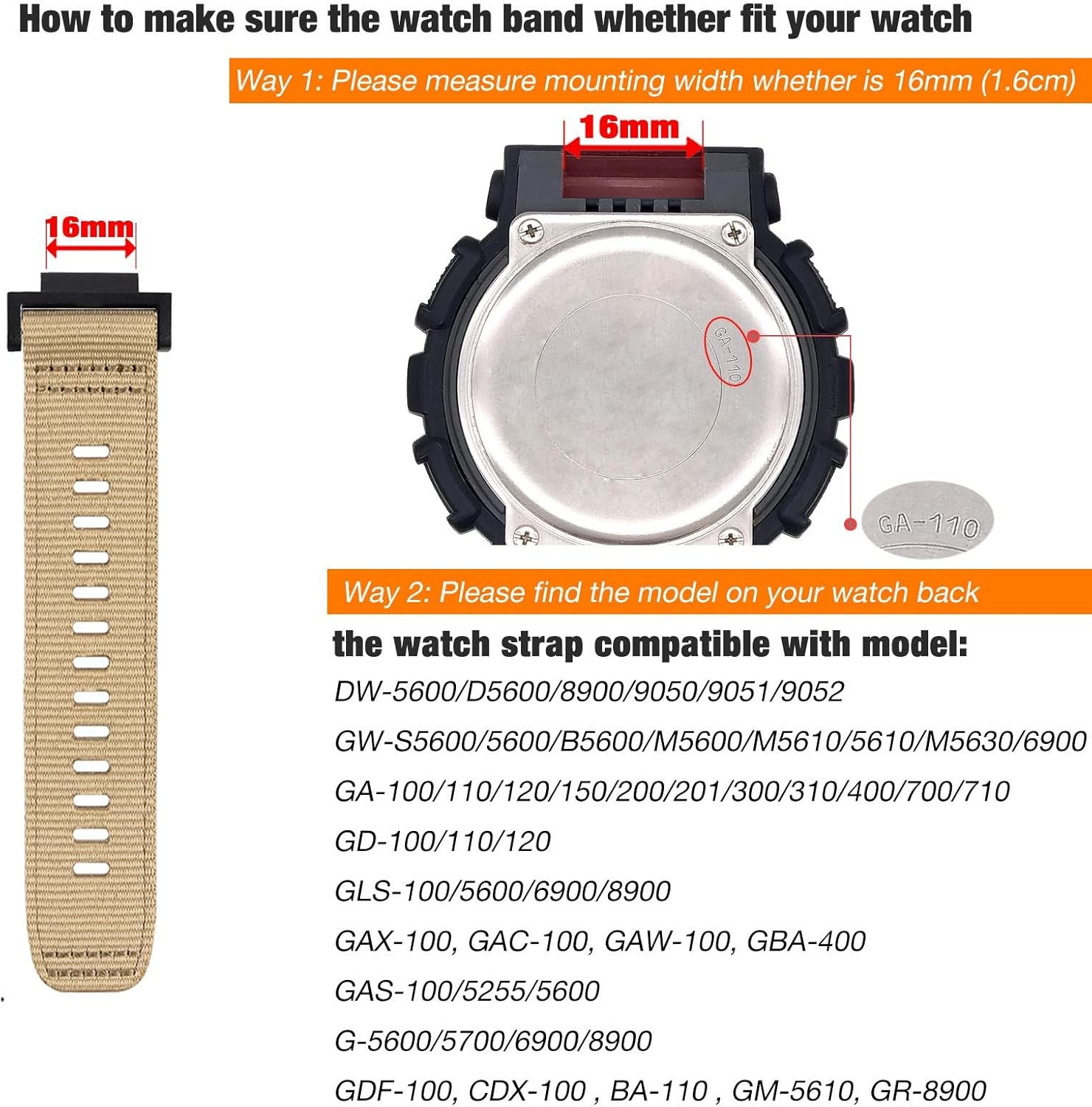 Abanen Rugged Nylon Watch Band for Casio gshock DW-5600/8900, Adjustable Sports activities ... - Image 4