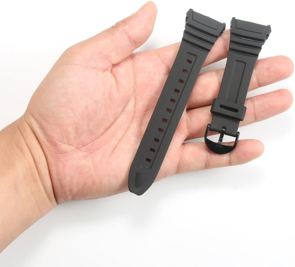 Resin Alternative Watch Band Appropriate with Casio W-96H Males's Black Resin Strap... - Image 5