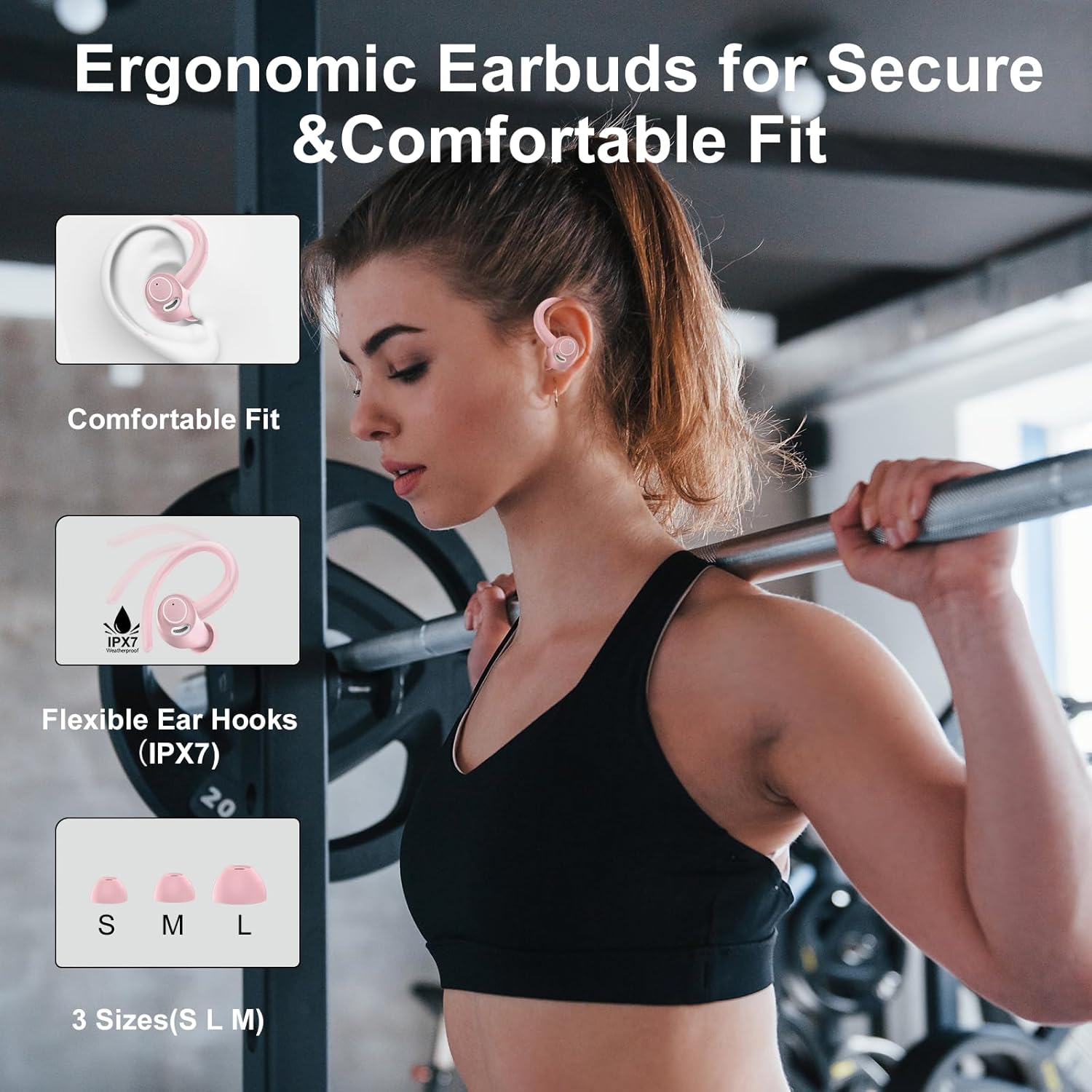Wi-fi Earbuds Bluetooth 5.3 Headphones Sports activities, 48Hrs Playtime Bluetooth Earbu... - Image 5