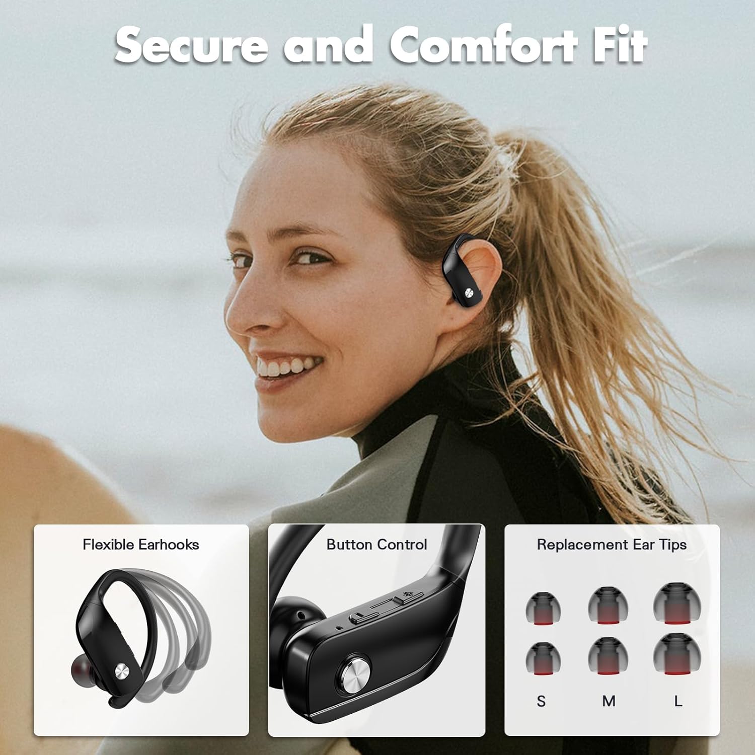 Wi-fi Earbuds Bluetooth Headphones 48Hrs Play Again Sports activities Earphones with LED ... - Image 8