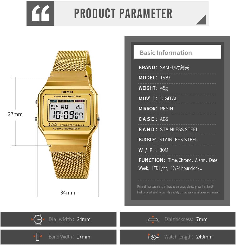 Gosasa Traditional Unisex Ladies's Males's Digital Multifunction Sports activities Watch Stainless... - Image 6