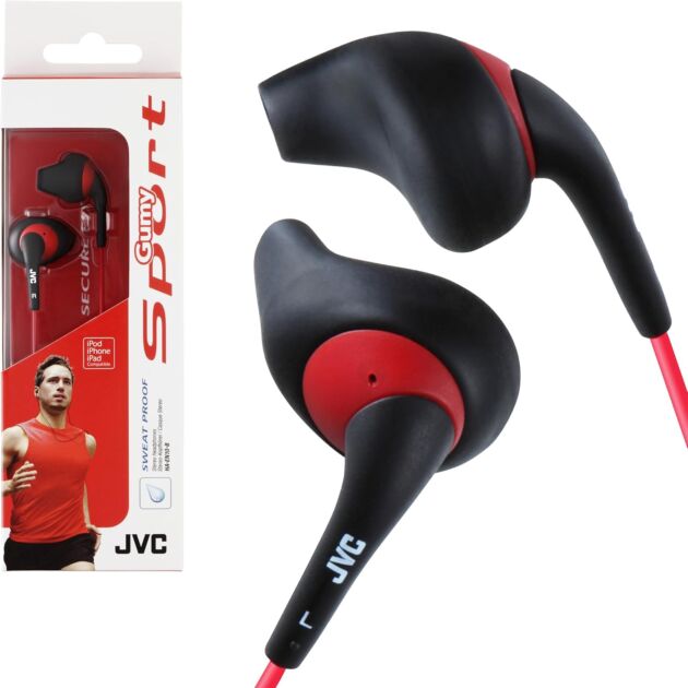 JVC Black and Purple Nozzel Safe Consolation Match Sweat Proof Gumy Sport Earbuds with ...