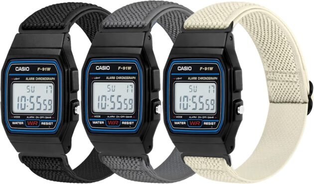 3 Pack Elastic Band Suitable with Casio F91W/Casio AE-1300/AE-1200/AE-1000/F-1...