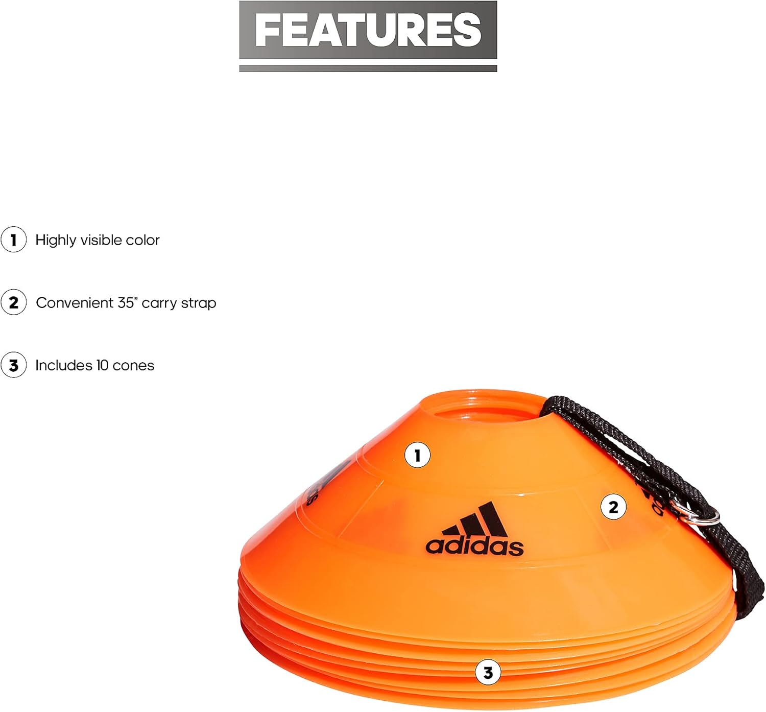 adidas Unisex-Grownup Soccer Subject Cones - Agility Drill Subject Markers - Image 2