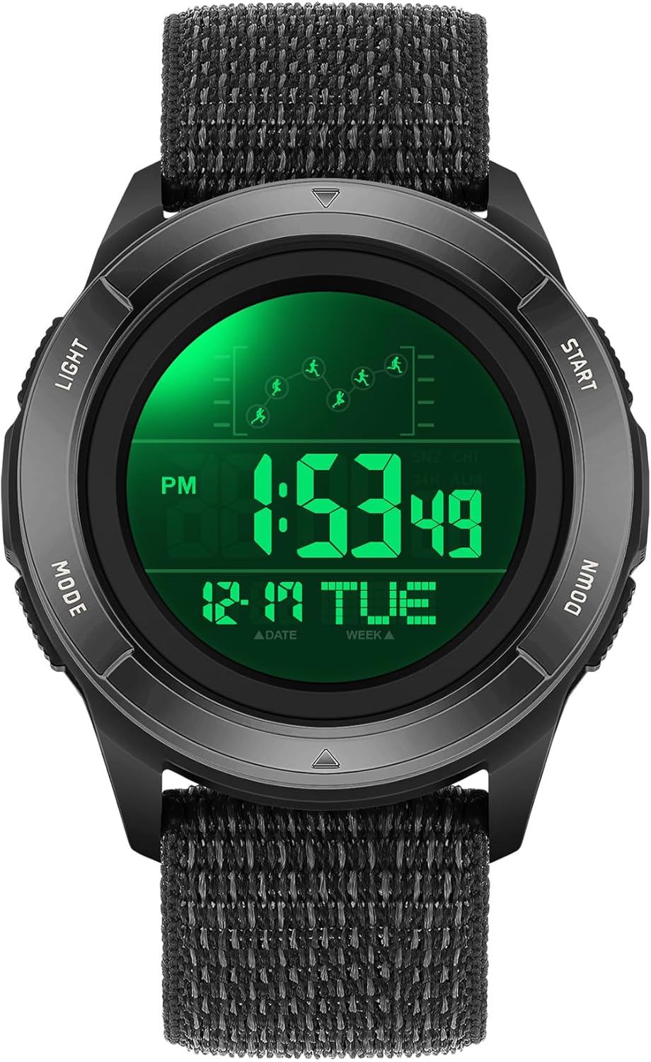 Gosasa Males's Digital Sports activities Watch with Velcro Buckle, Navy Fashion Nylon Strap... - Image 6
