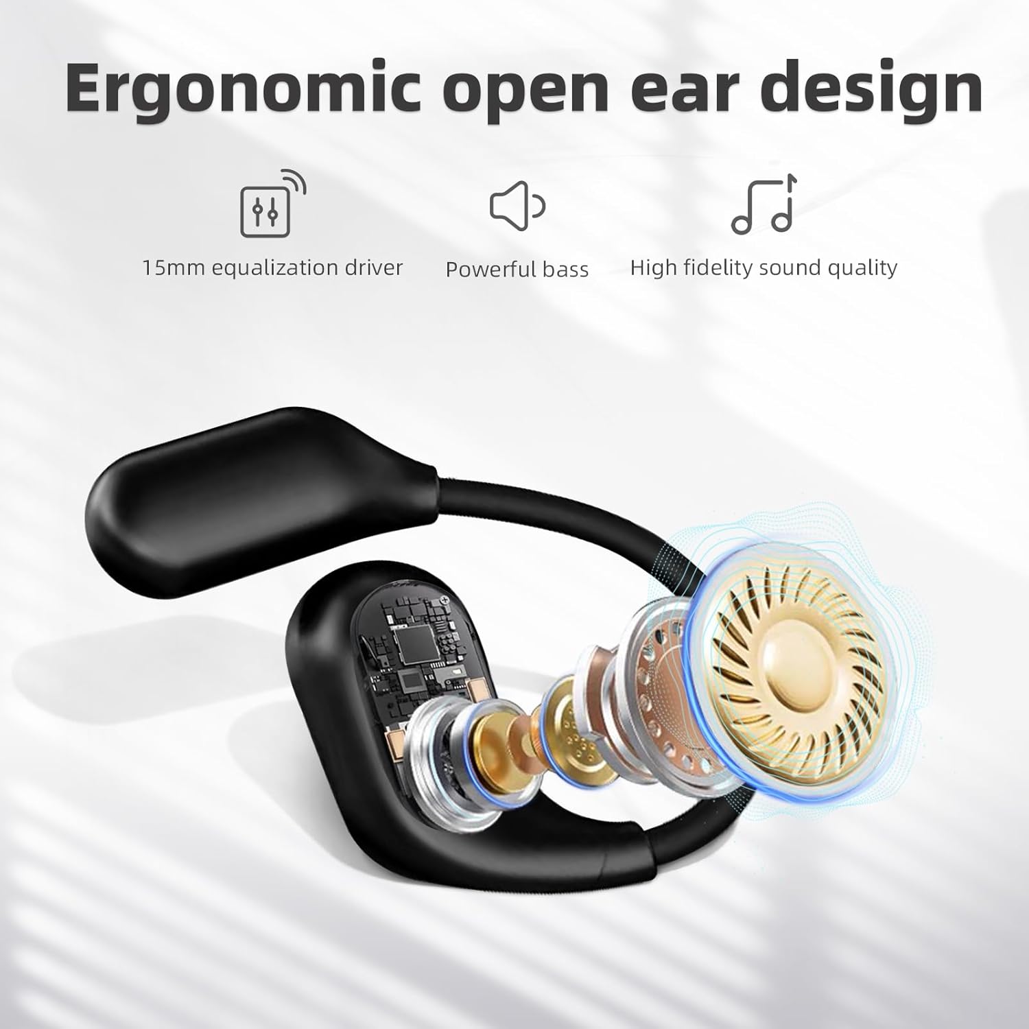 Open Ear Headphones, Bluetooth 5.4 Wi-fi Earbuds, 40H Playback, with LED Dgit... - Image 4