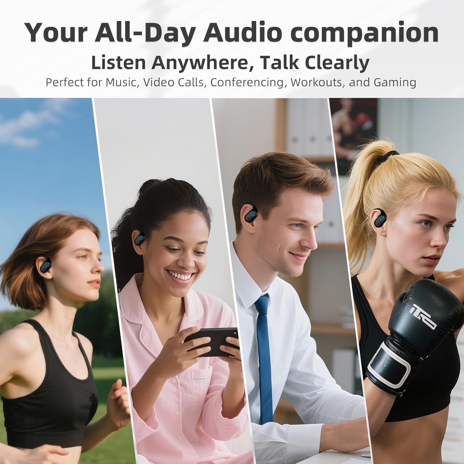 Open Ear Headphones, Bluetooth 5.4 Wi-fi Earbuds, 40H Playback, with LED Dgit... - Image 7