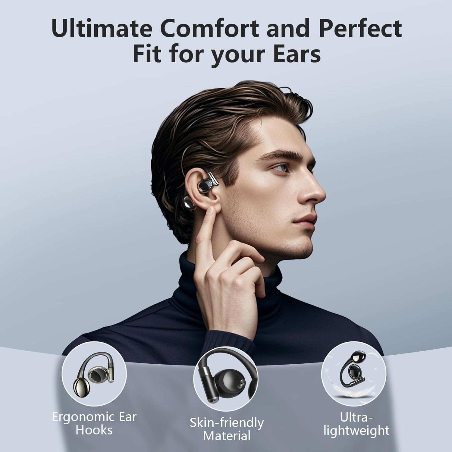 Open Earbuds True Wi-fi Bluetooth Earphones with Microphone, Bluetooth 5.4 Ov... - Image 6