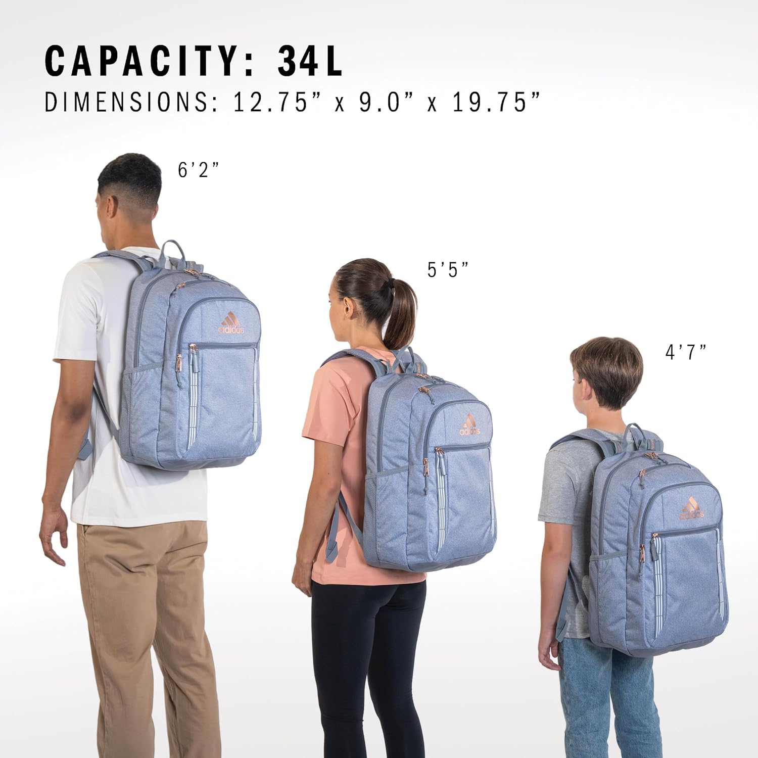 adidas Excel Backpack for Males & Ladies – Sturdy Giant Athletic Laptop computer Bag - Image 6