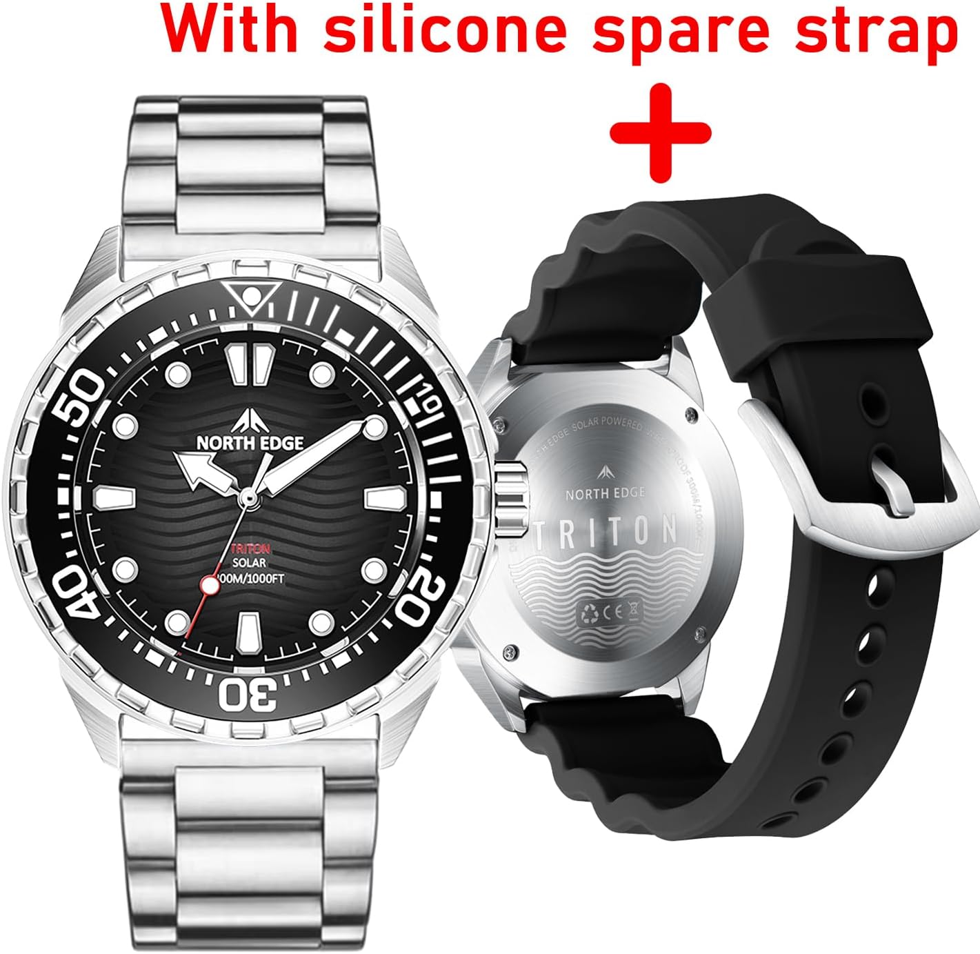Photo voltaic-Powered Males’s Watch – 300M Water Resistant Stainless Metal Sport Watch, 31... - Image 4
