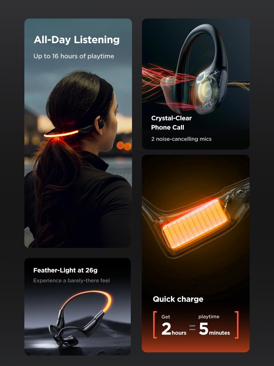 HAKII Mild 2 Open Ear Headphones, IPX5 Working Headphone with 180° Extremely-Vivid... - Image 5
