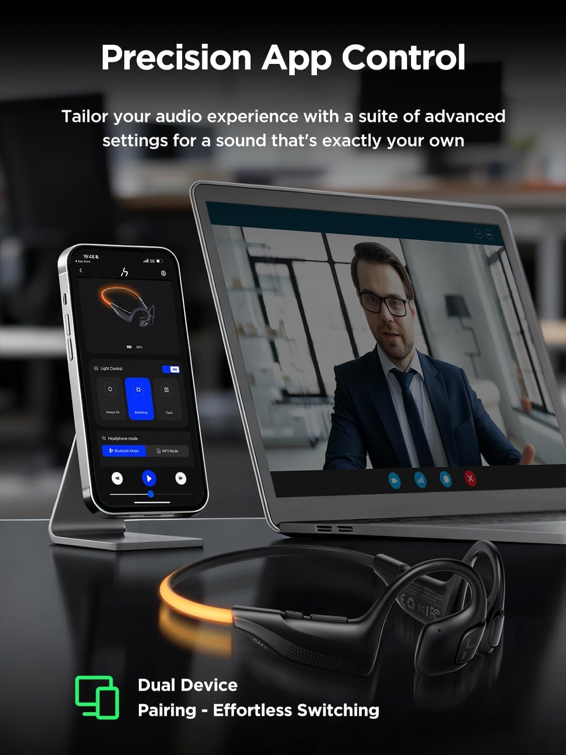 HAKII Mild 2 Open Ear Headphones, IPX5 Working Headphone with 180° Extremely-Vivid... - Image 7