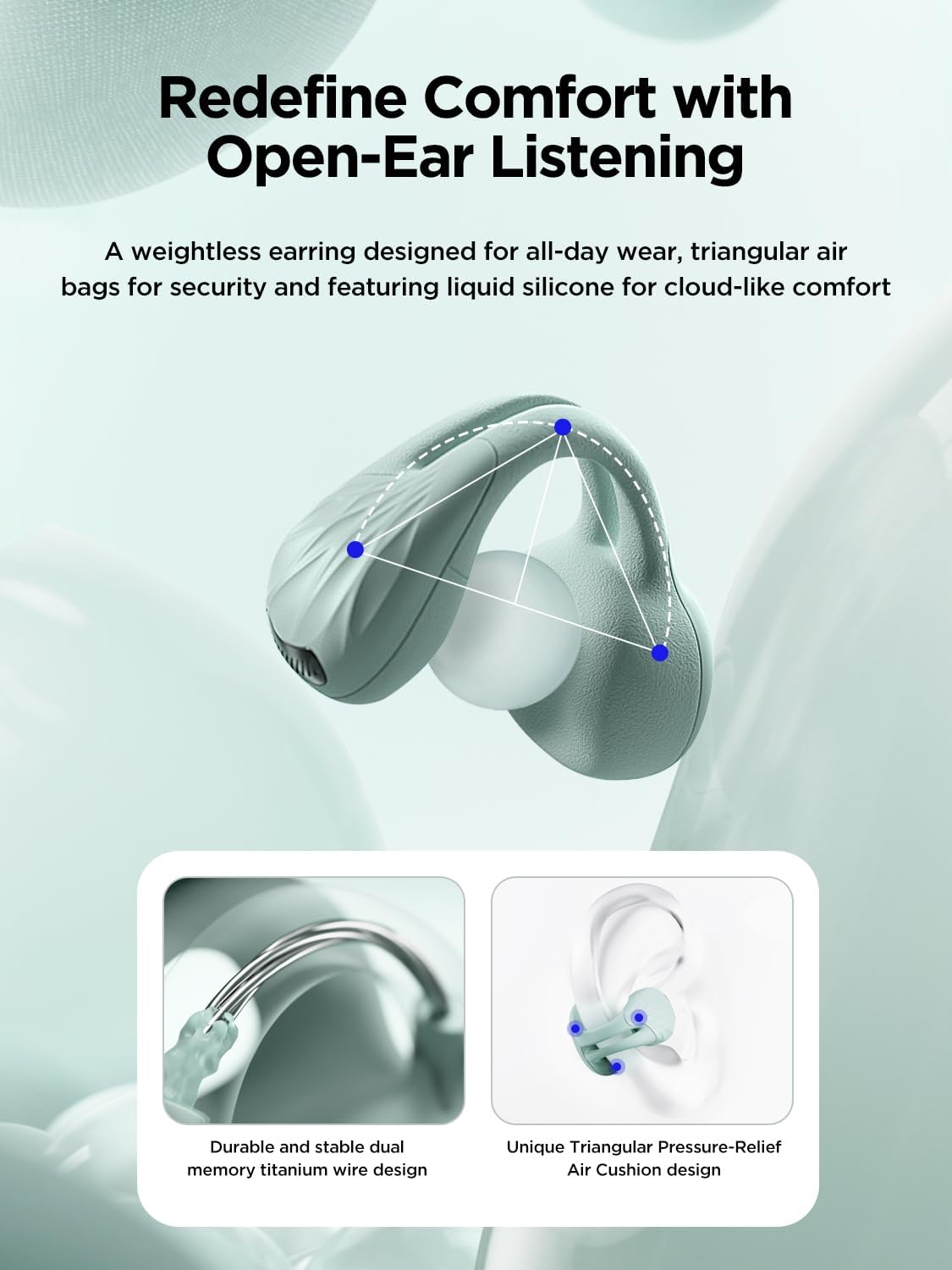 HAKII Open Ear Wi-fi Earbuds, Bluetooth 5.4 Ergonomic Clip on Bluetooth Earbu... - Image 4