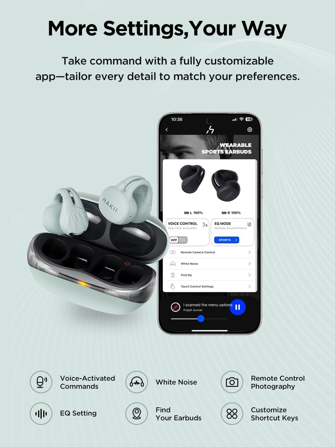 HAKII Open Ear Wi-fi Earbuds, Bluetooth 5.4 Ergonomic Clip on Bluetooth Earbu... - Image 7
