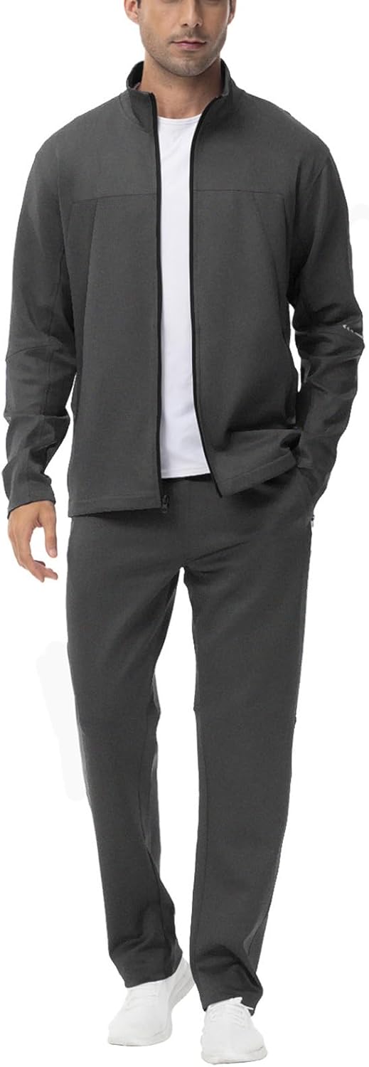 BGOWATU Males's Tracksuits 2 Piece Working Sports activities Sweatsuits For Males Full Zip Athl...