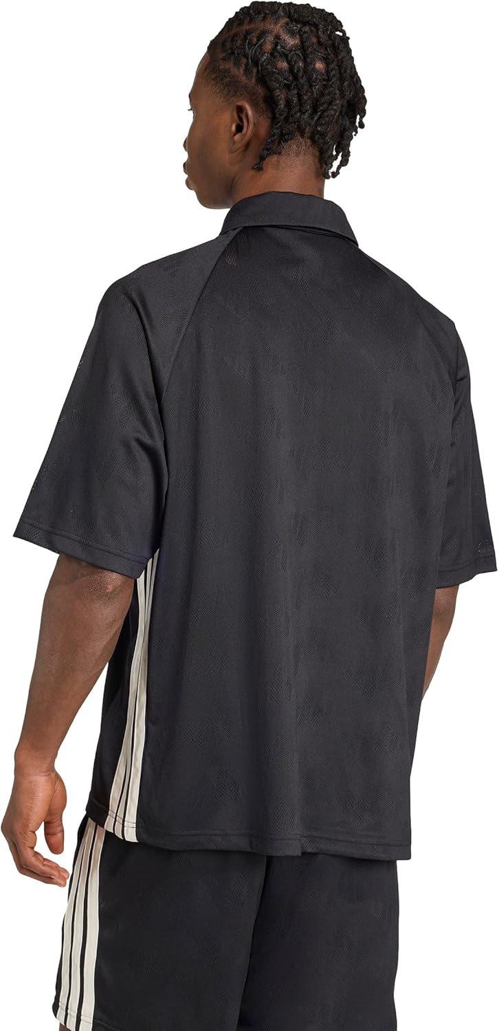 adidas Males's Stadium 3-Stripes Tennis Impressed Jacquard Polo T-Shirt - Image 2