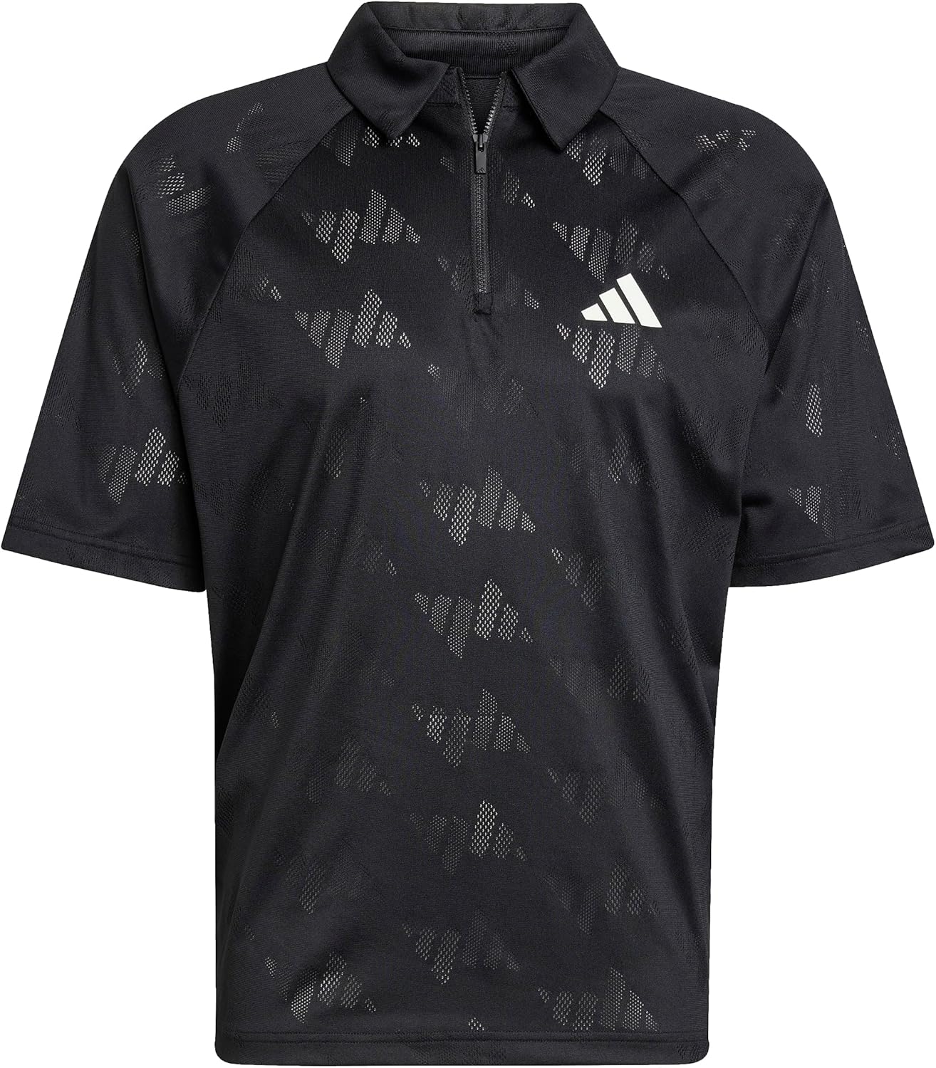 adidas Males's Stadium 3-Stripes Tennis Impressed Jacquard Polo T-Shirt - Image 6