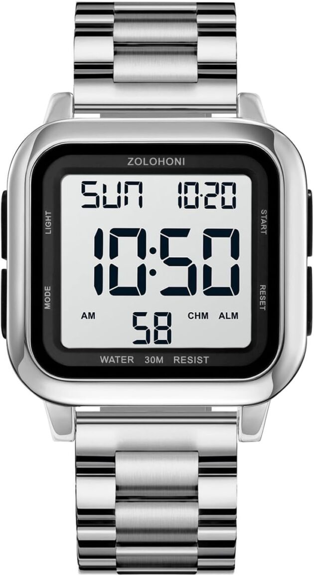 Males’s Digital Look ahead to Males, Stainless Metal Sq. Watches, Mens Wrist Watches ...