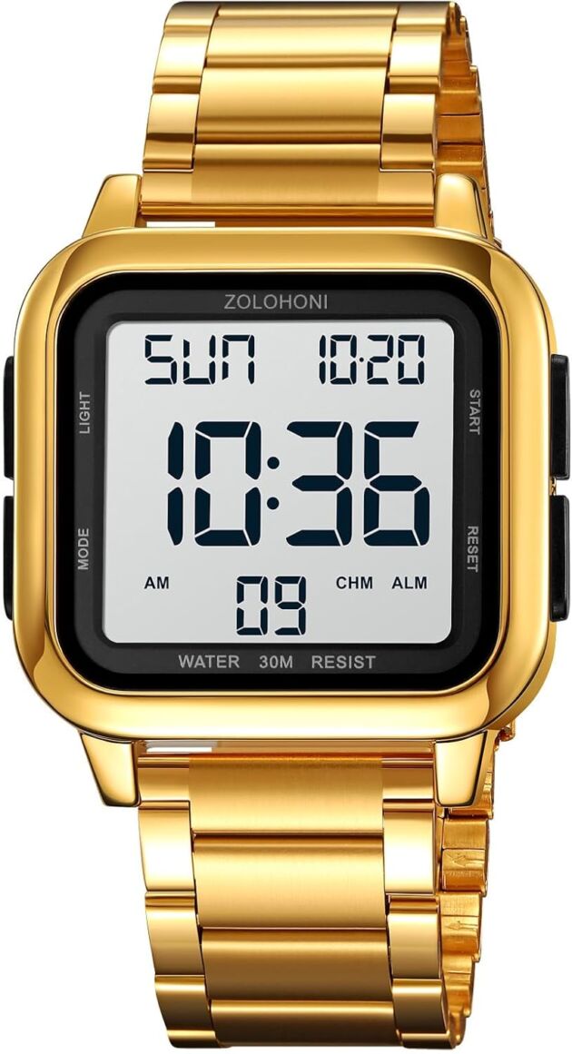 Males’s Digital Look ahead to Males, Stainless Metal Sq. Watches, Mens Wrist Watches ...