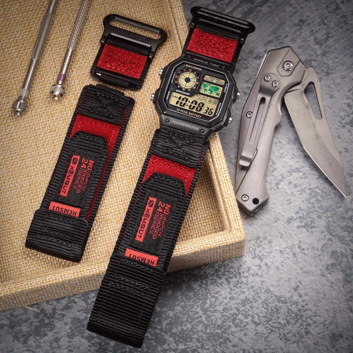 18mm Sturdy Nylon Watch Band Appropriate with CASIO DW-H5600, AE-1000W, AE-1100W... - Image 2