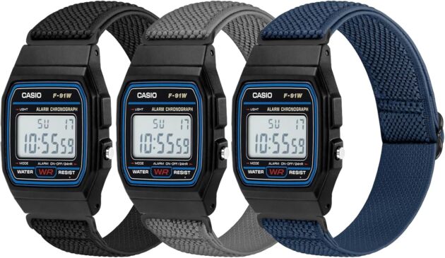 3 Pack Elastic Band Appropriate with Casio F91W/Casio AE-1300/AE-1200/AE-1000/F-1...
