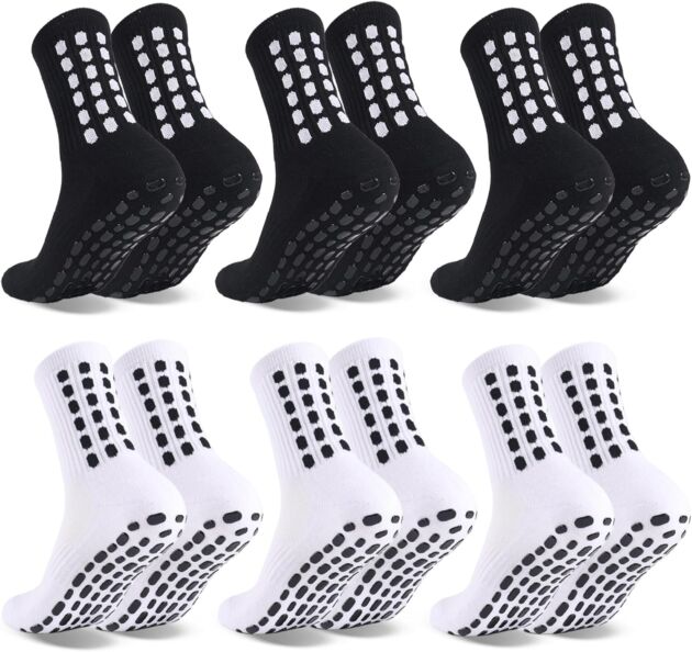 6 Pairs Grip Soccer Socks Colourful Non Slip Sports activities Soccer Basketball Hospital ...