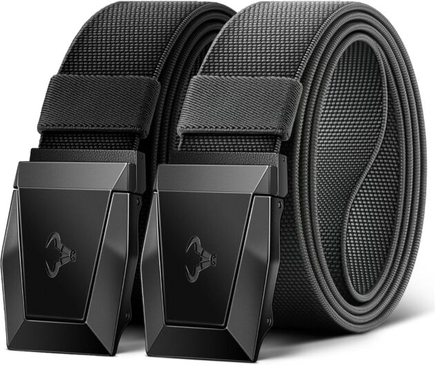 BULLIANT Males Belt 2 Pack,Nylon Net Holster Belt Stretch for Reward Males Outside Wor...