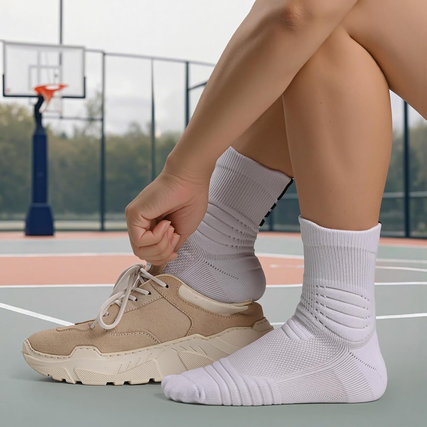 Basketball Socks for Males & Boys, Cushioned Athletic Sports activities Crew Socks for Youth ... - Image 2