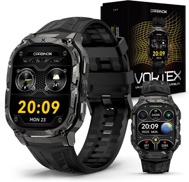 CARBINOX Vortex Smartwatch (Reply/Make Calls), Army-Grade Rugged Health Tr...