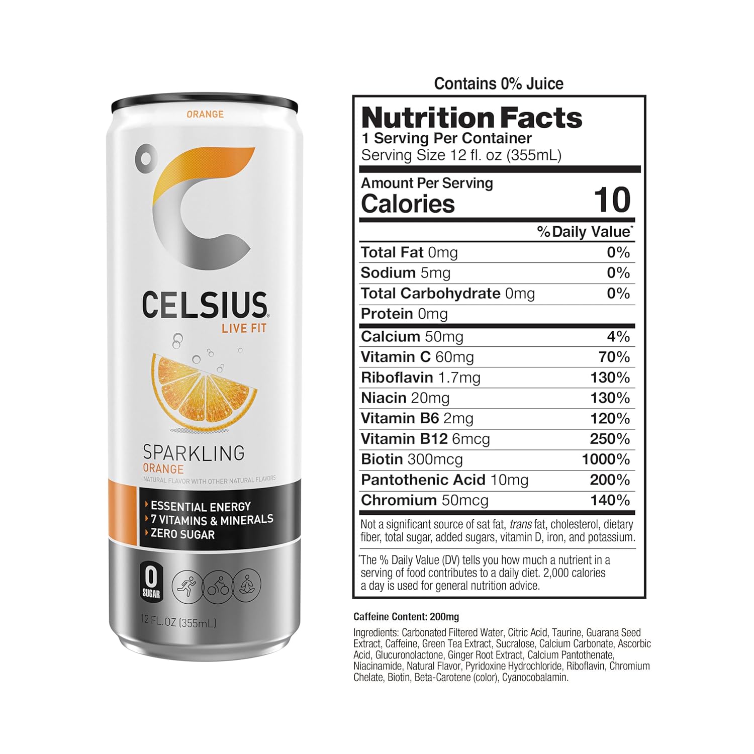 CELSIUS Glowing Orange, Purposeful Important Power Drink 12 Fl Oz (Pack of 12... - Image 2