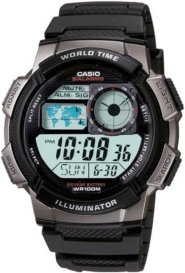 Casio AE1000W Sequence | Males’s Digital Watch | 100M WR | Multi Alarms | 100 SEC St...