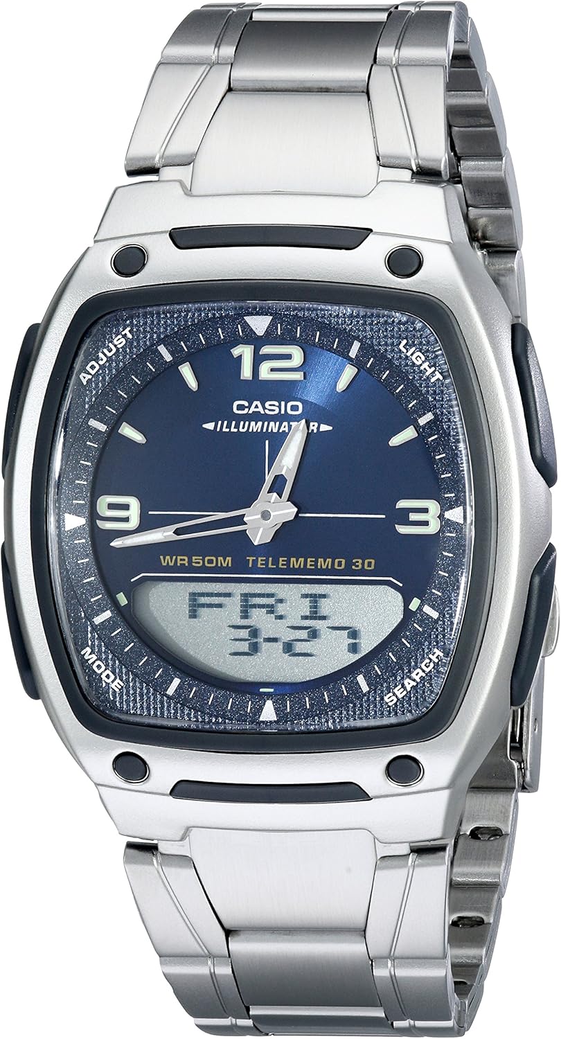 Casio AW81D Sequence | Watches for Males | Analog Digital Watch | Silver Stainless S...