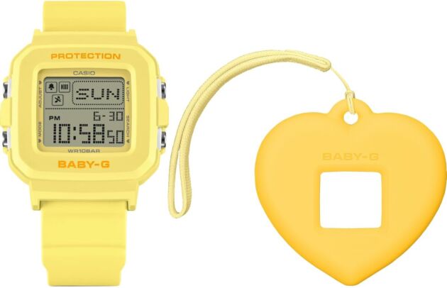 Casio Child-G BGD-10KH-9 Digital Yellow Watch with Coronary heart-Formed Appeal