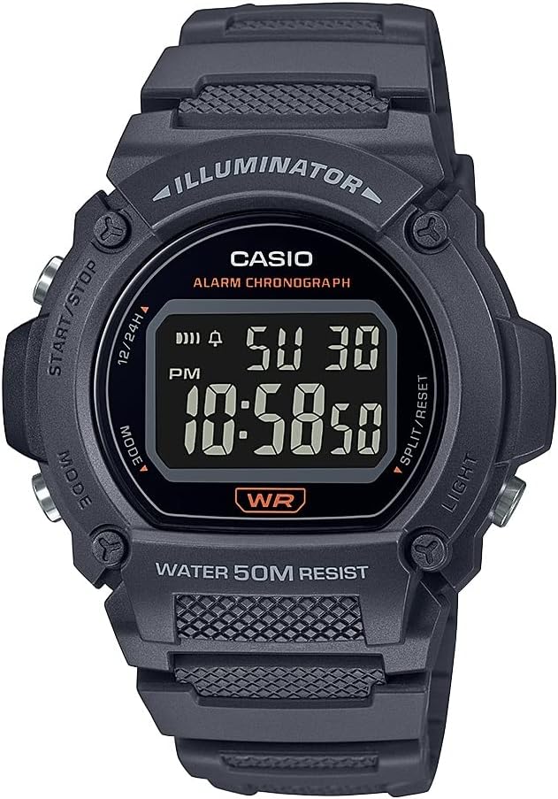 Casio W219H Collection | Males’s Digital Watch | 50M WR | LED Illuminator | 100 SEC Ch...