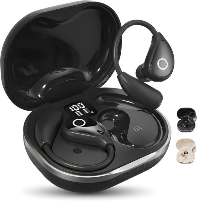 Clip-On Wi-fi Earbuds with Earhooks, Open Ear Bluetooth 5.3 Headphones for Wo...