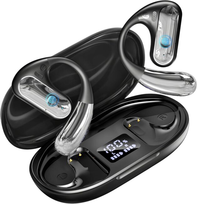 CoolJumper Open Ear Headphones, Wi-fi Earbuds Hook 80H Playtime with Micropho...