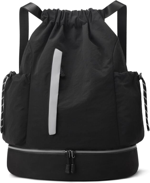 Drawstring Backpack for Males Girls Water-Resistant Health club Bag with Shoe Compartment ...